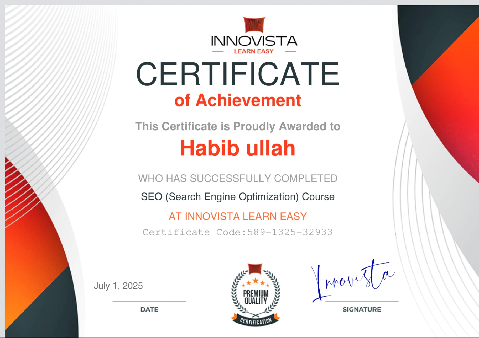 SEO and digital marketing certificate