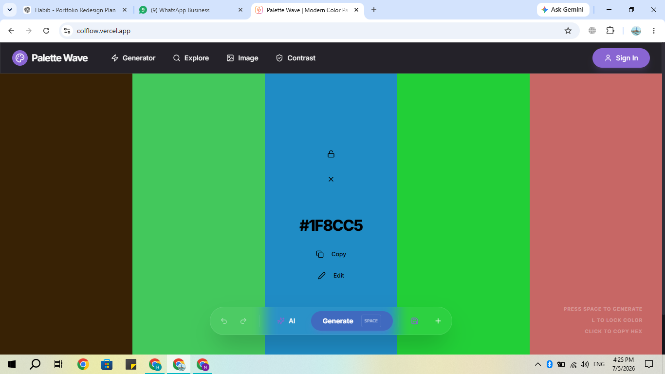 COLFLOW AI powered color palette generator project