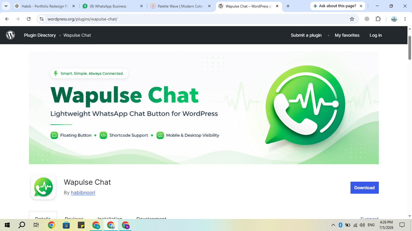 WAPULSE CHAT WordPress WhatsApp chat plugin project